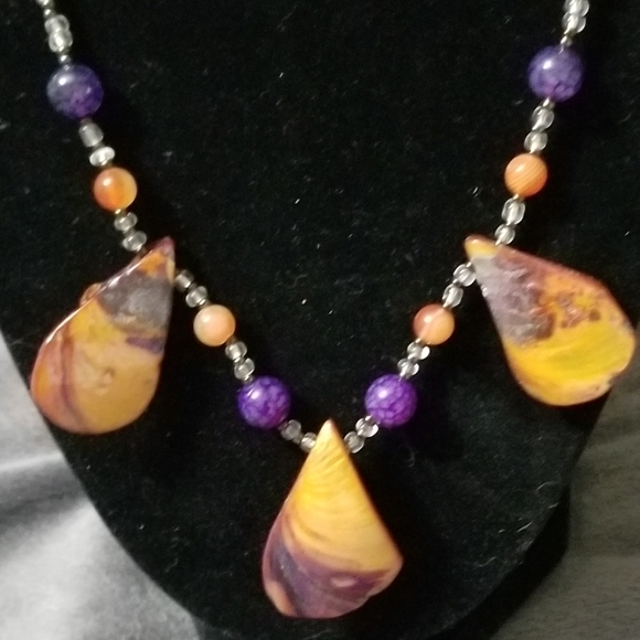 Handmade Stone & Glass Bead Necklace & Earring Set - Picture 8 of 9